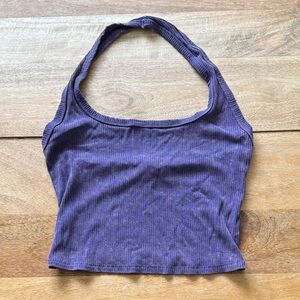 Wild Fable Purple Ribbed Crop Halter Top